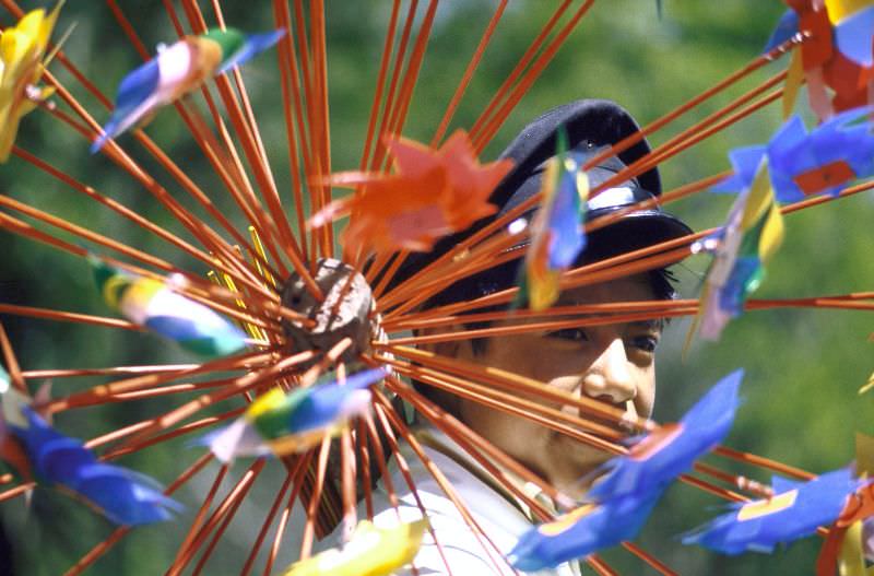 Vendor selling pinwheels at La Merced market, 1968