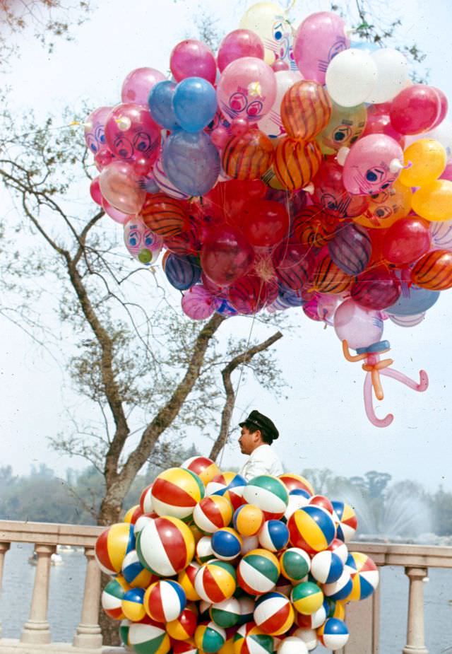Man selling balloons, 1968
