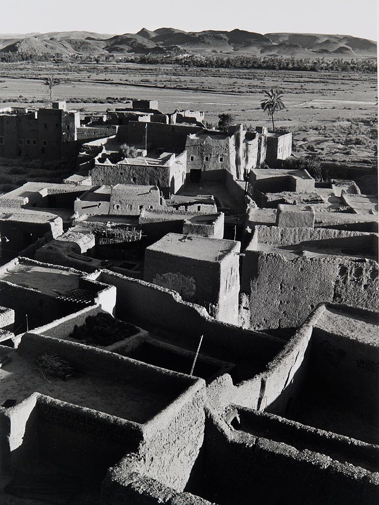 Loam houses in Kasbah near Ouarzazate, Morocco, 1960.