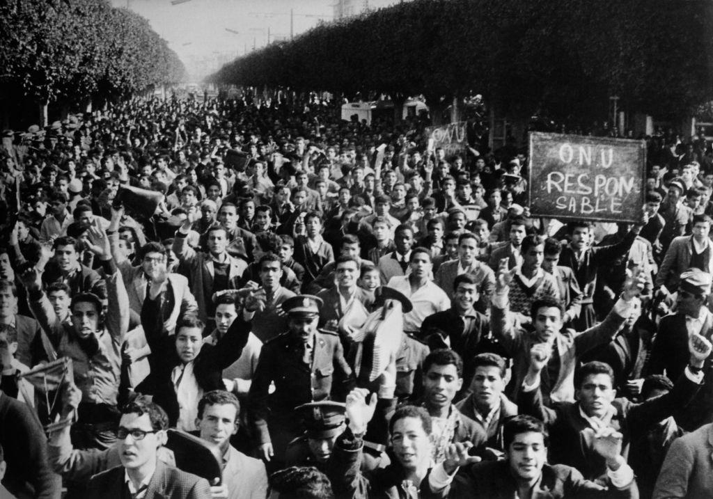 Demonstration by students hostile to the UN on February 17, 1961 in Casablanca, Morocco.