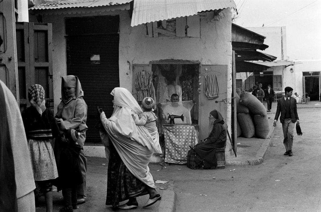 A tailor shop in Rabat, 1968.