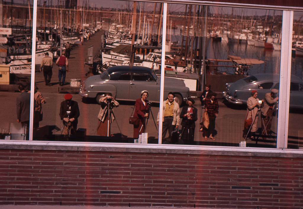 Fisherman's Wharf window reflection, 1960s