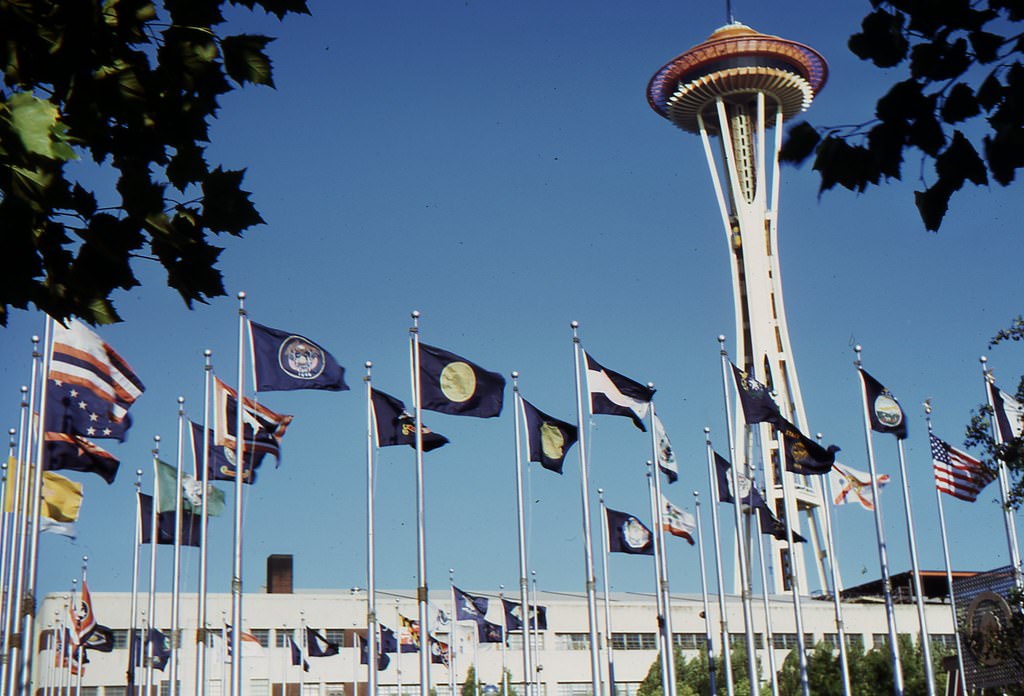 Center Space Needle & Flags, August 1967