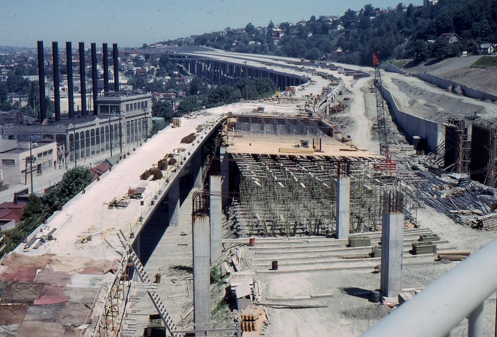 Freeway from Lakeview, July 1963 looking north