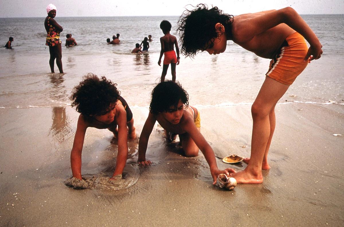 Children at Riis Park, a public beach in Brooklyn, July 1974.