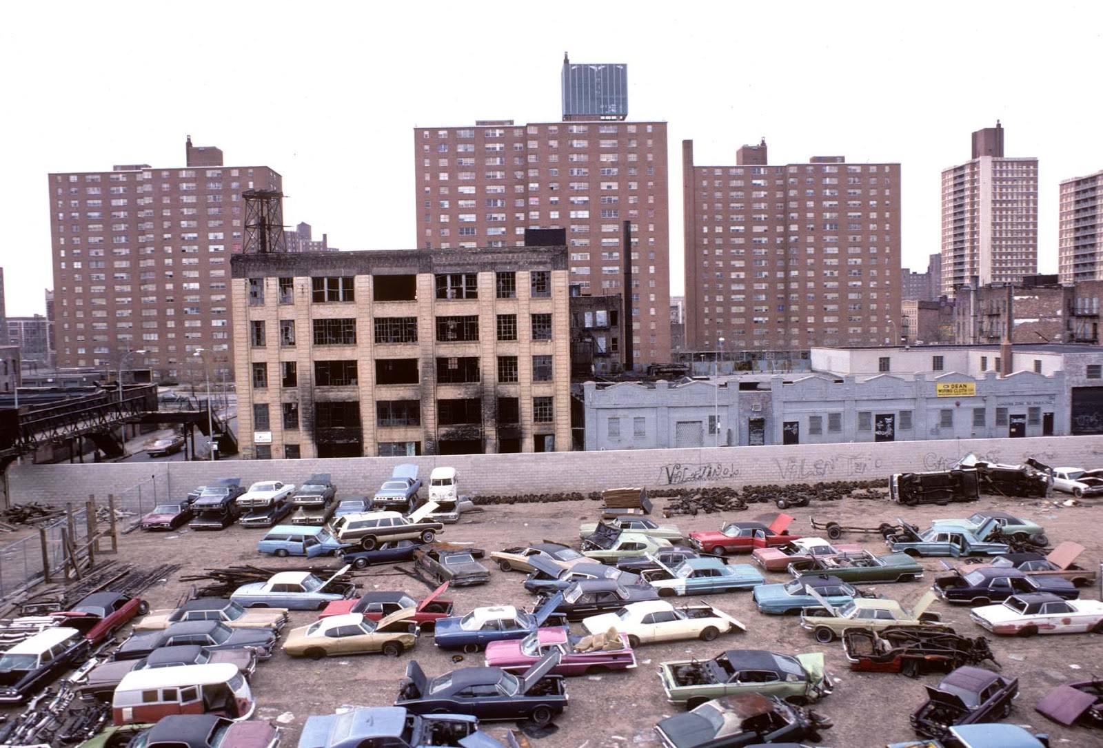 View of Brownsville from the Sutter Ave. stop on the L line, Brooklyn, 1978.