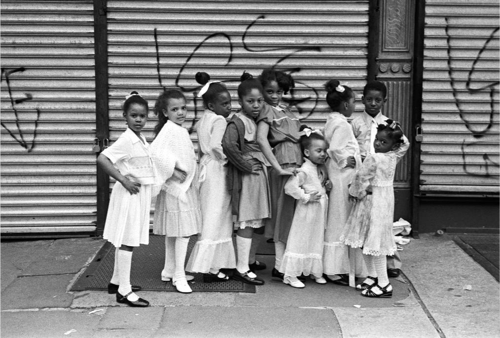 Children on a break from Pentecostal Church Services, on 7th Avenue, 1979.