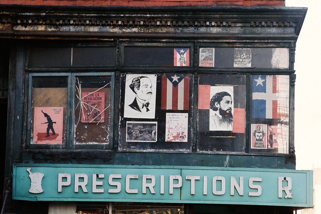 Militant display, window, Bushwick, Brooklyn, 1970.