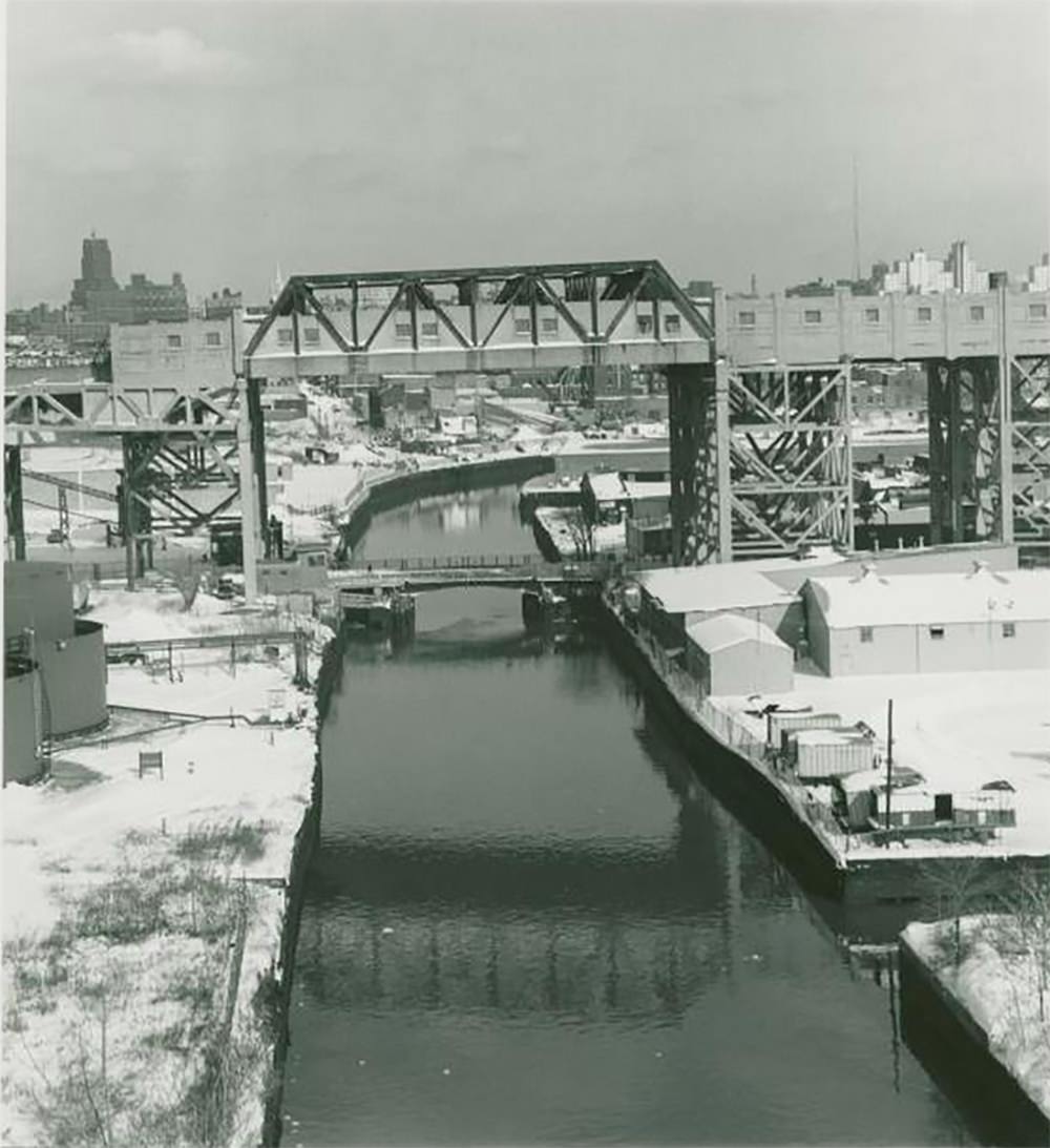 Gowanus Canal and the Smith Street and 9th Street station, January 21, 1978.