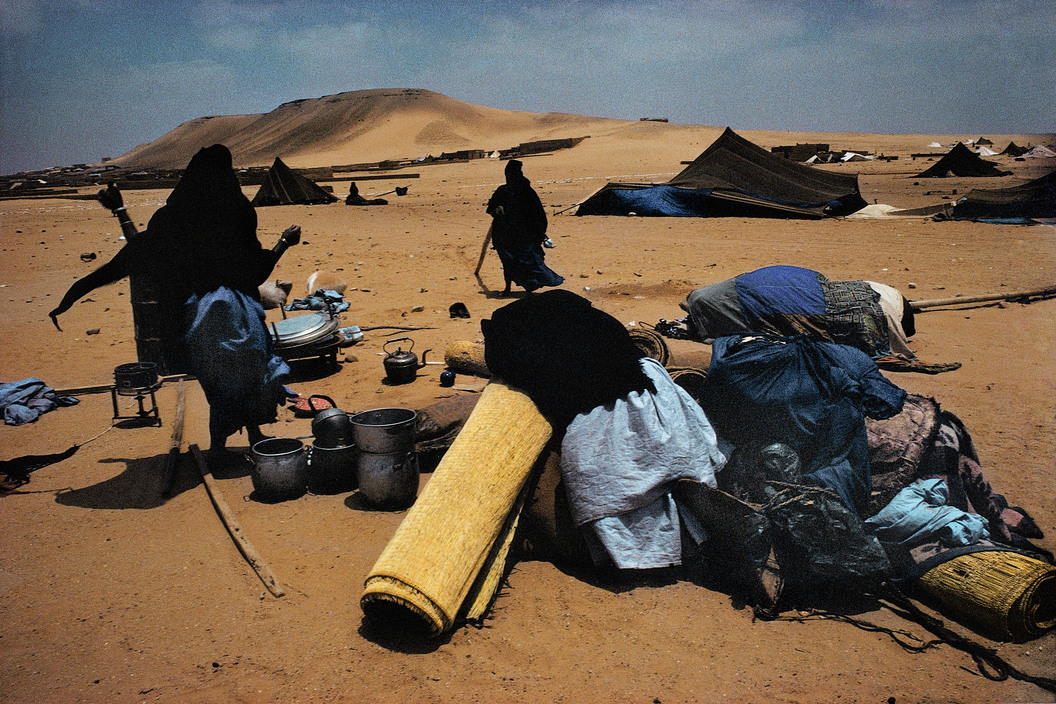 Near the town of Tan Tan, Nomads camp, 1976.