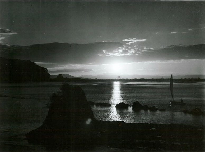 Sunset on the Whakatane River, January 1971