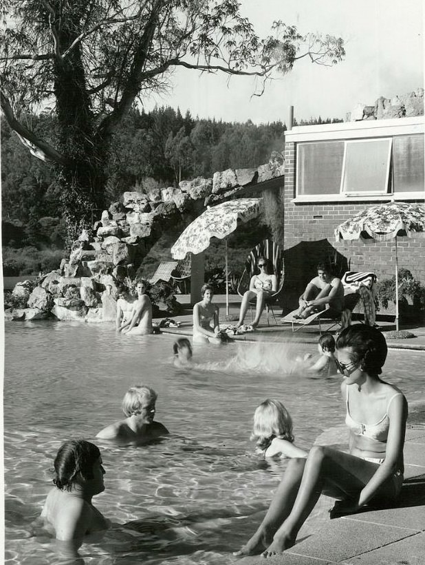 The swimming pool at the International Hotel, Rotorua, 1971