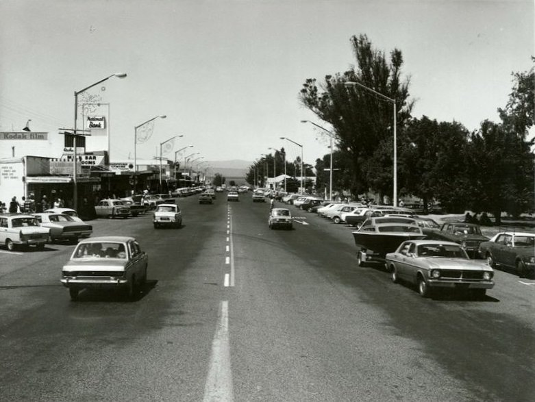 Main shopping street, Taupo, January 1975