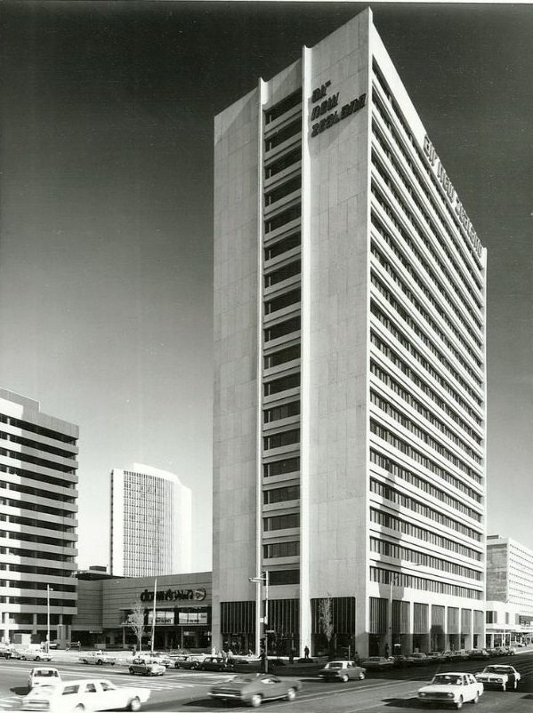 Downtown Development at Queen Street and Quay Street junction, and Air New Zealand House, Auckland, June 1975