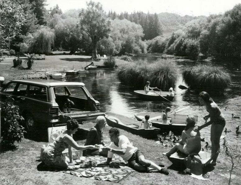 Hamurana Picnic scene at Rotorua, January 1970