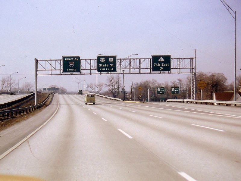 Westbound I-80 at 700 East, February 1971