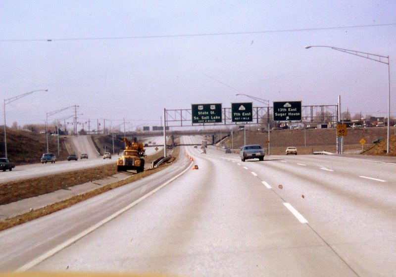 Westbound I-80 at 1300 East, February 1971
