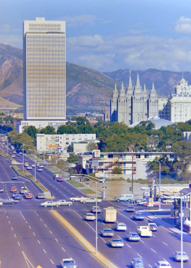 Temple Square and North Temple, 1972