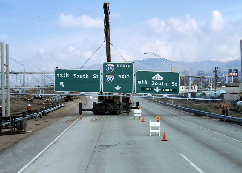 Northbound I-15 at 1300 South, April 1973