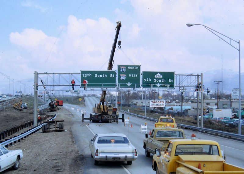 Northbound I-15 at 1300 South, April 1973