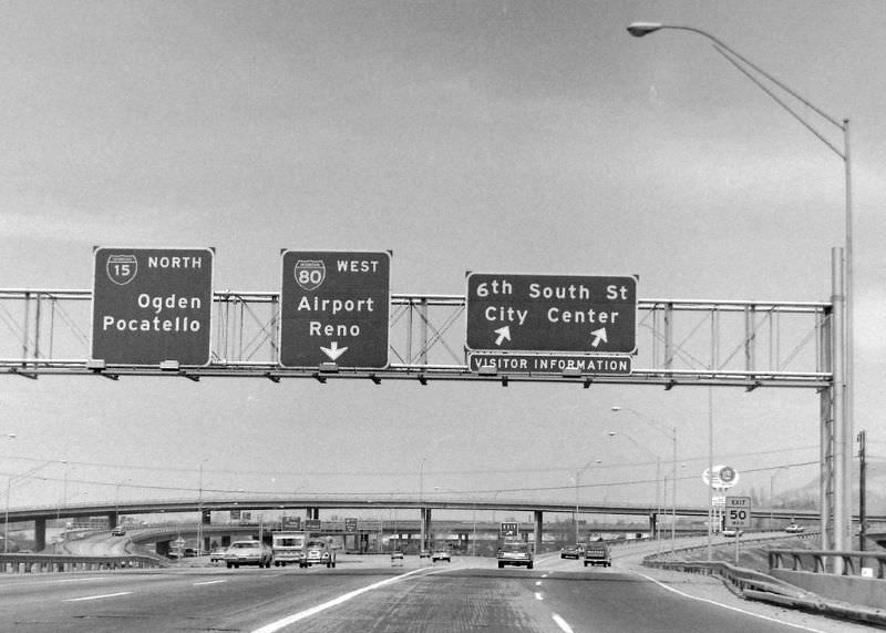 Northbound I-15 at 600 South, 1975