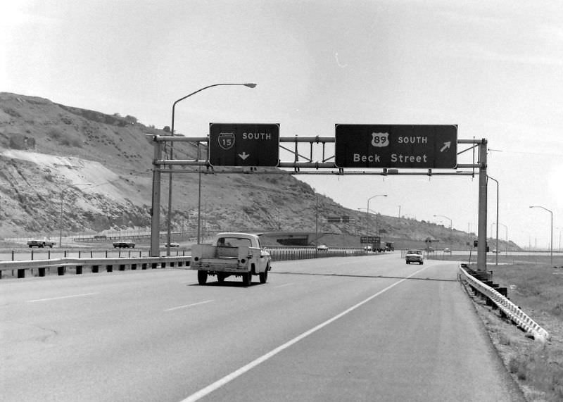 Southbound I-15 at US-89 / Beck St, April 1975