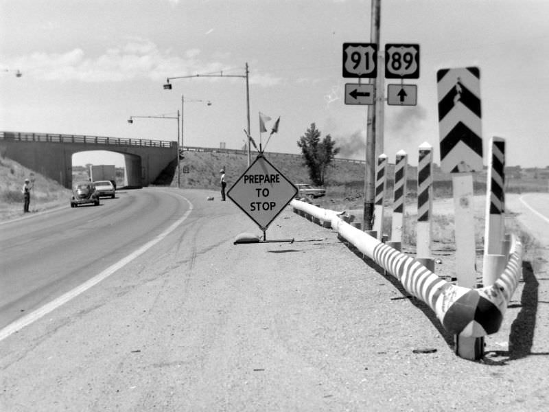 Northbound I-15 at US-89 / US-91, July 1970