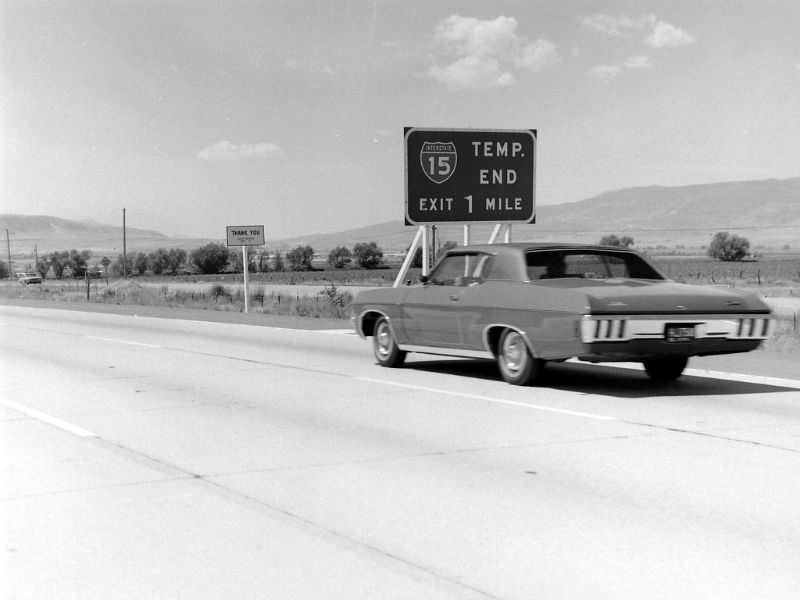 Southbound I-15 in Draper, July 1970