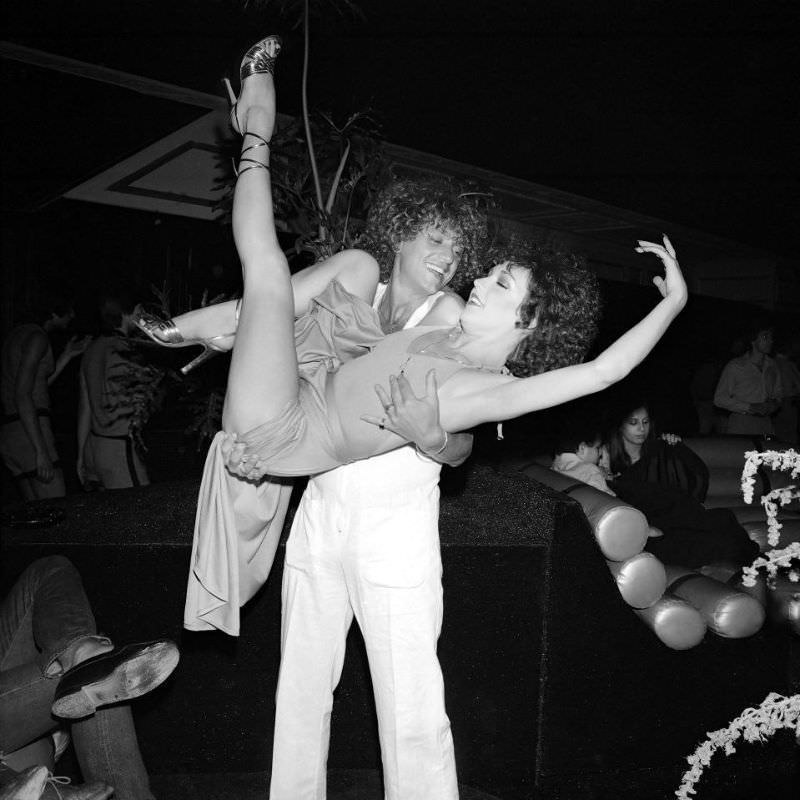 The Studio 54 disco scene saw outrageous outfits and frisky dancing