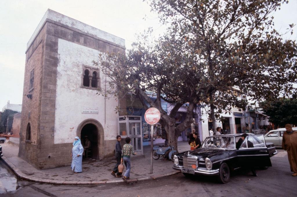 Daily life in the streets in Rabat, 1980.