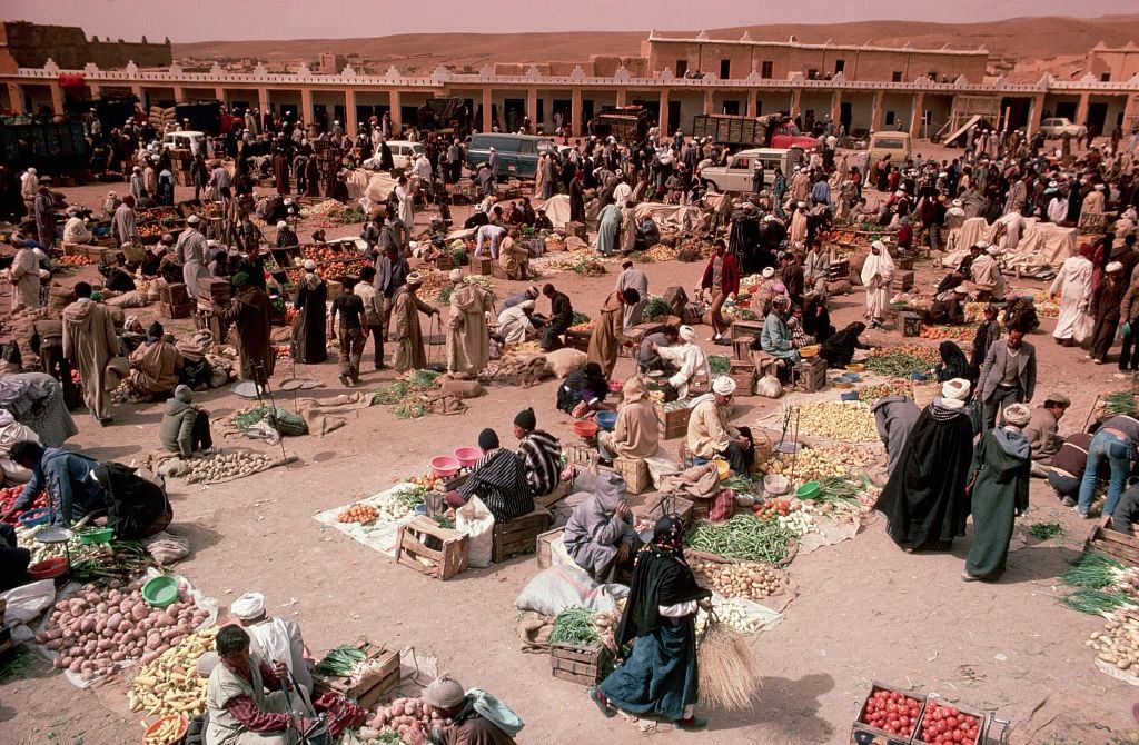 Berber Market in Boulmalne Oasis Town, 1980s.