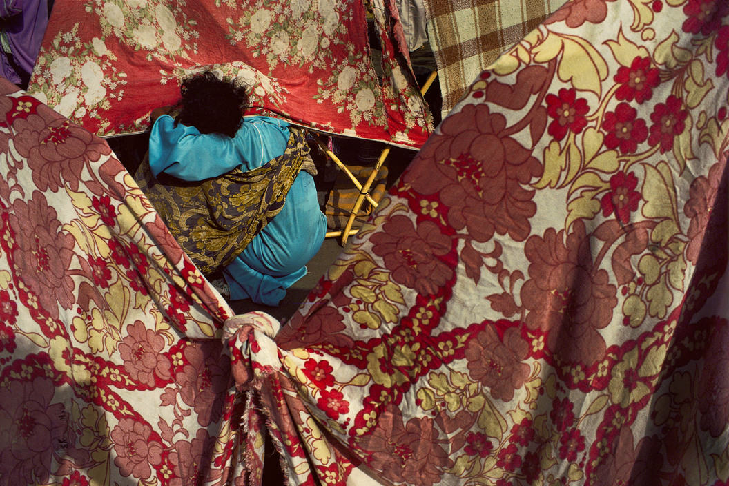 A woman a child sleeping in Marrakech, 1980.