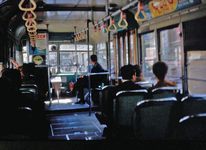 Inside a Greek bus.
