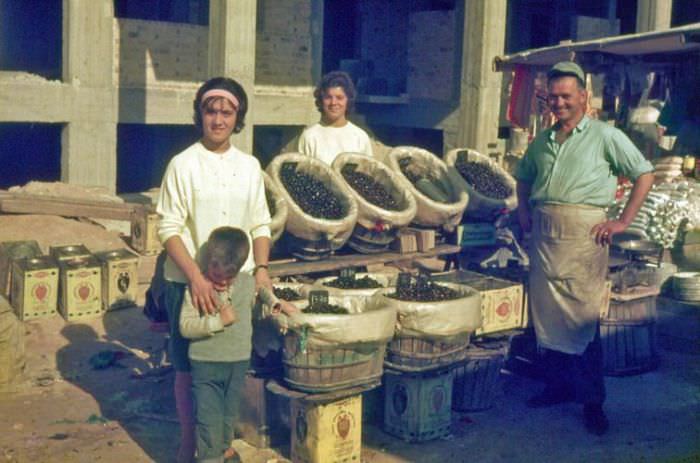 Selling olives at a local flea market