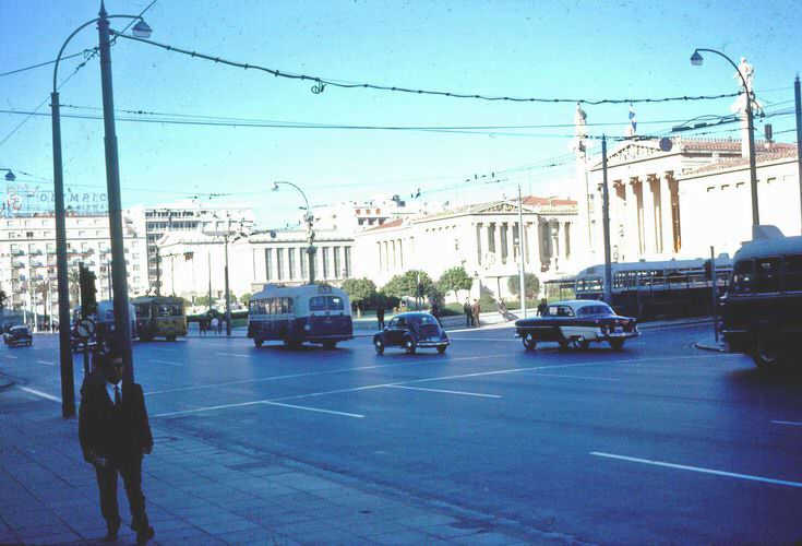 Panapistimiou street and the University of Athens.