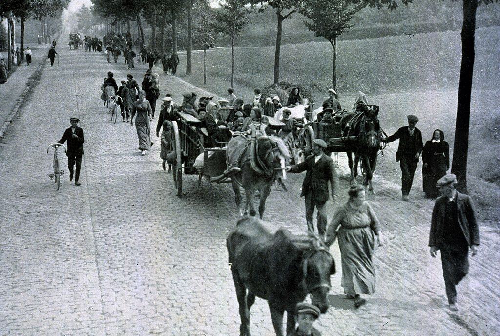 Refugees fleeing to Brussels for safety in WWI.