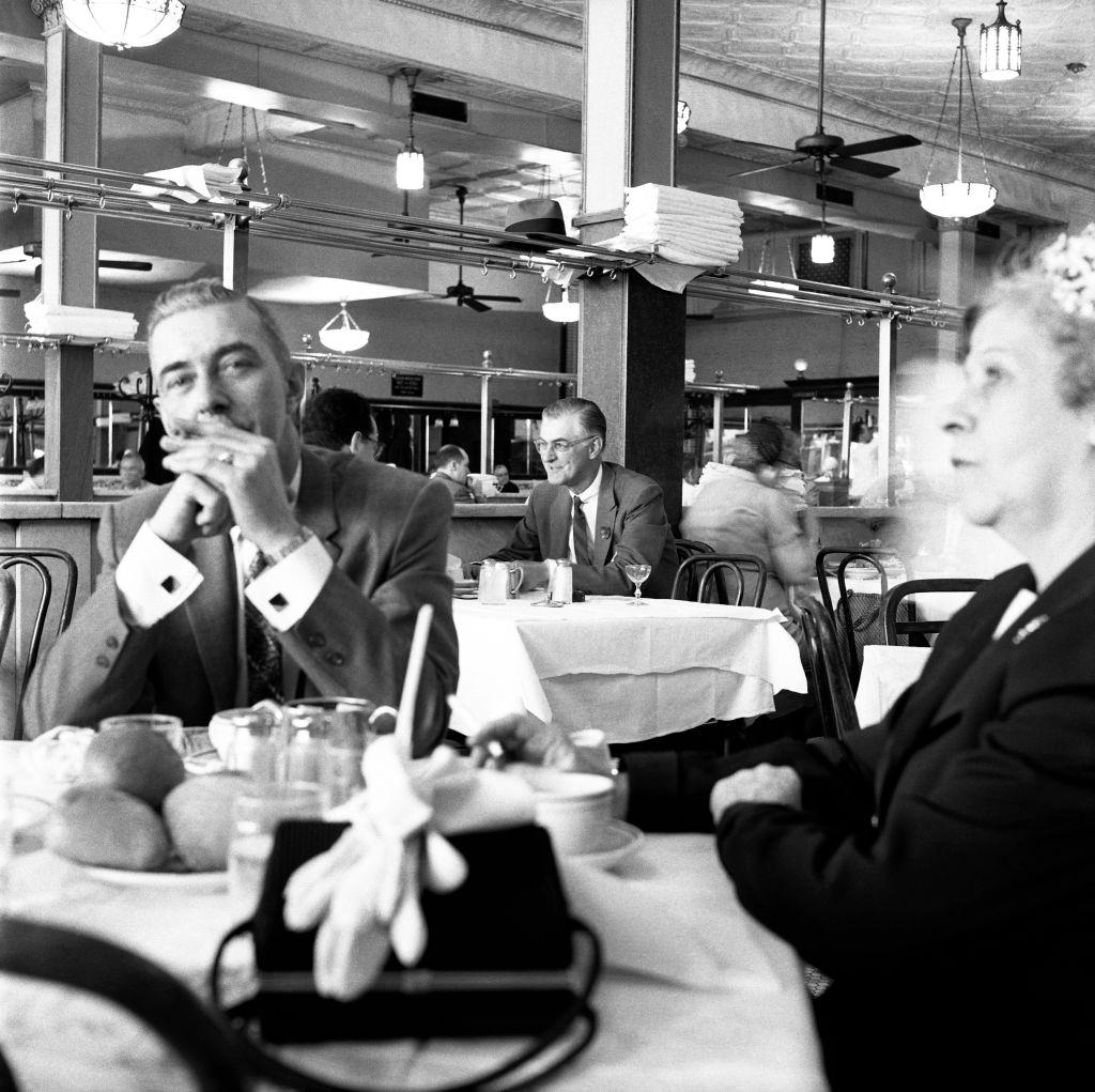 Customers dine in Joe's Restaurant on Fulton Street in Brooklyn Heights, March 1958.