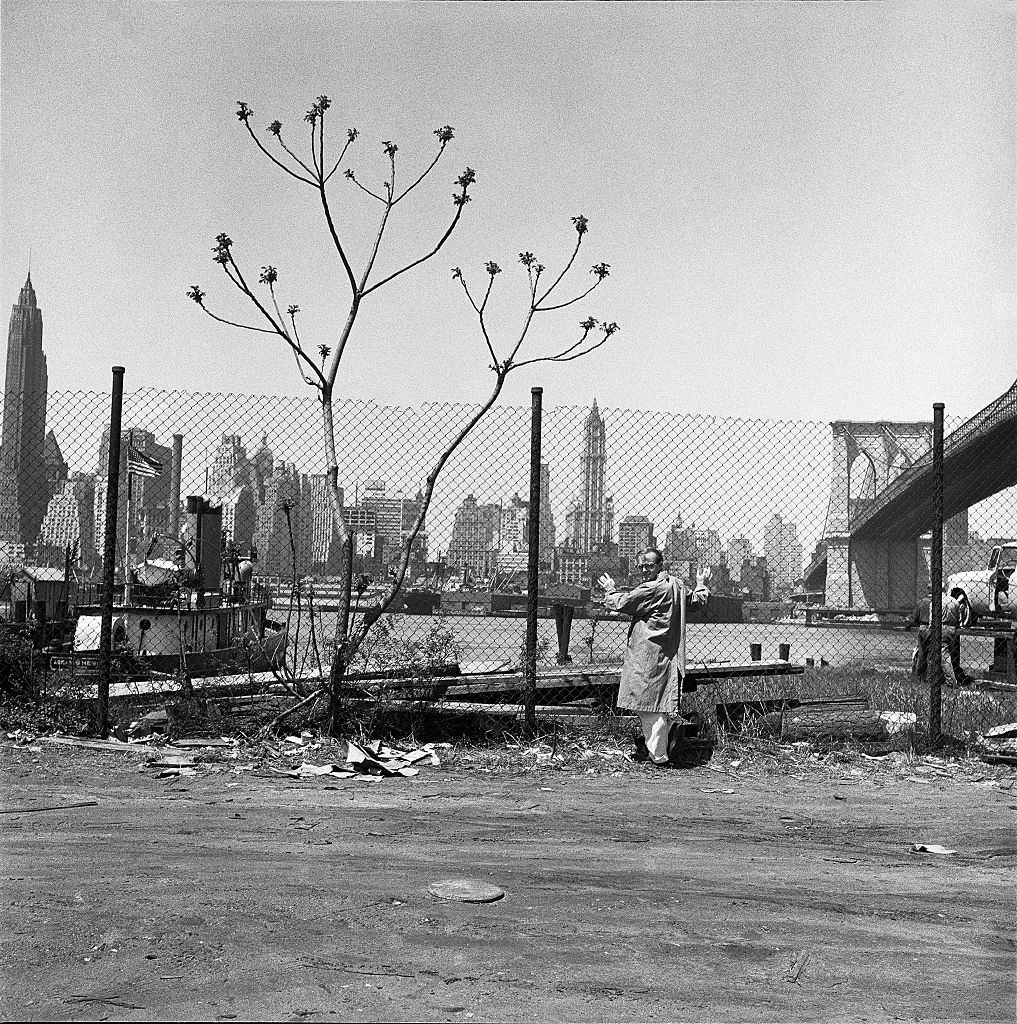 Writer Truman Capote poses for a portrait on the waterfront in Brooklyn Heights, March 1958.