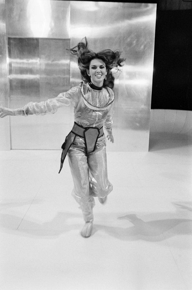 Caroline Munro in costume, 1977.