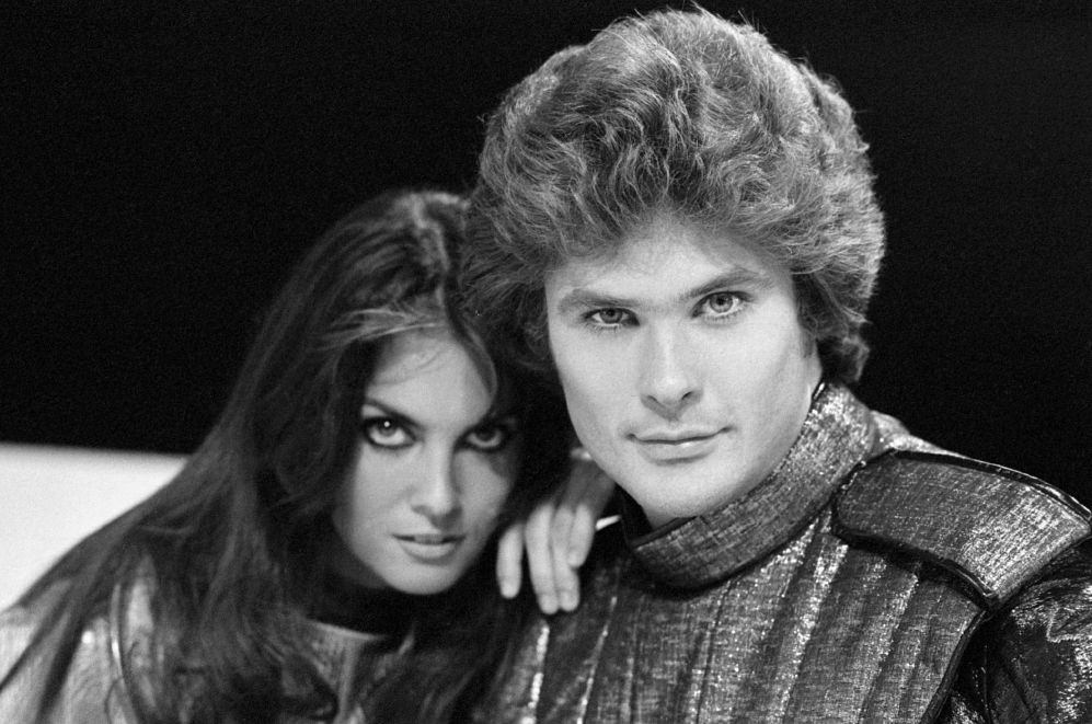 Caroline Munro with David Hasselhoff, 1977.