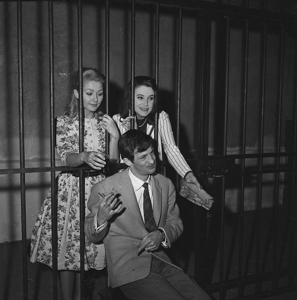 Christine Kaufmann with Jean-Paul Belmondo and Beatrice Altariba in the movie 'Un Nomme La Rocca', 1960.