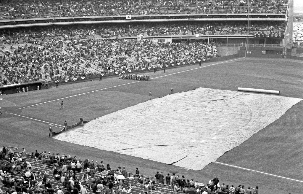 Rain Delay at Shea Stadium, Corona. Queens, New York, 1982.