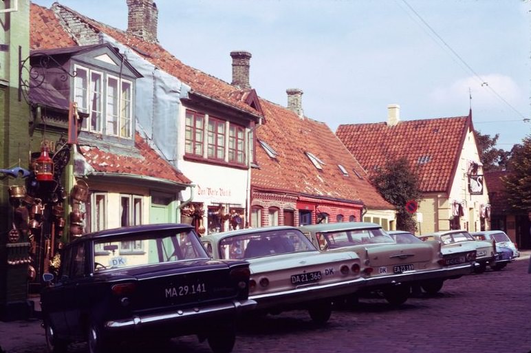 Street in Odense, Funen Island, Denmark