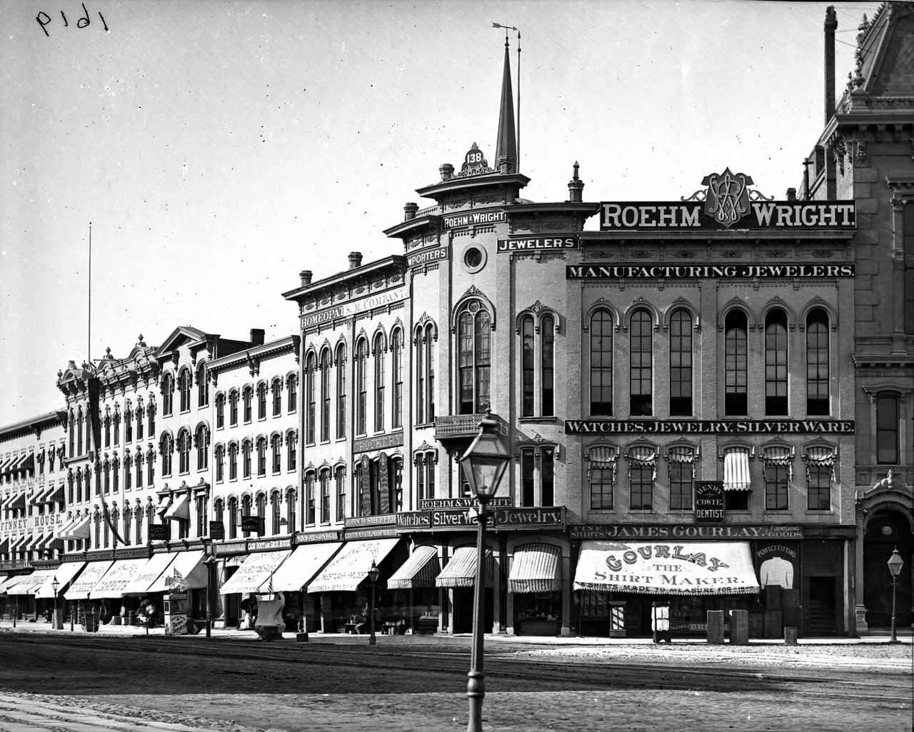 Woodward Avenue and Campus Martius, 1885