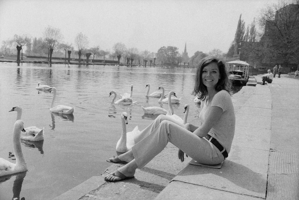 Diana Rigg by the river at Stratford-Upon-Avon, England, 2nd May 1966.
