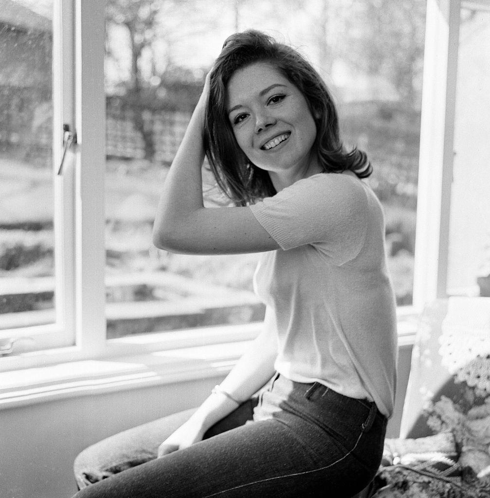 Diana Rigg at her parents home in Roundhay, Leeds, 19th April 1965.