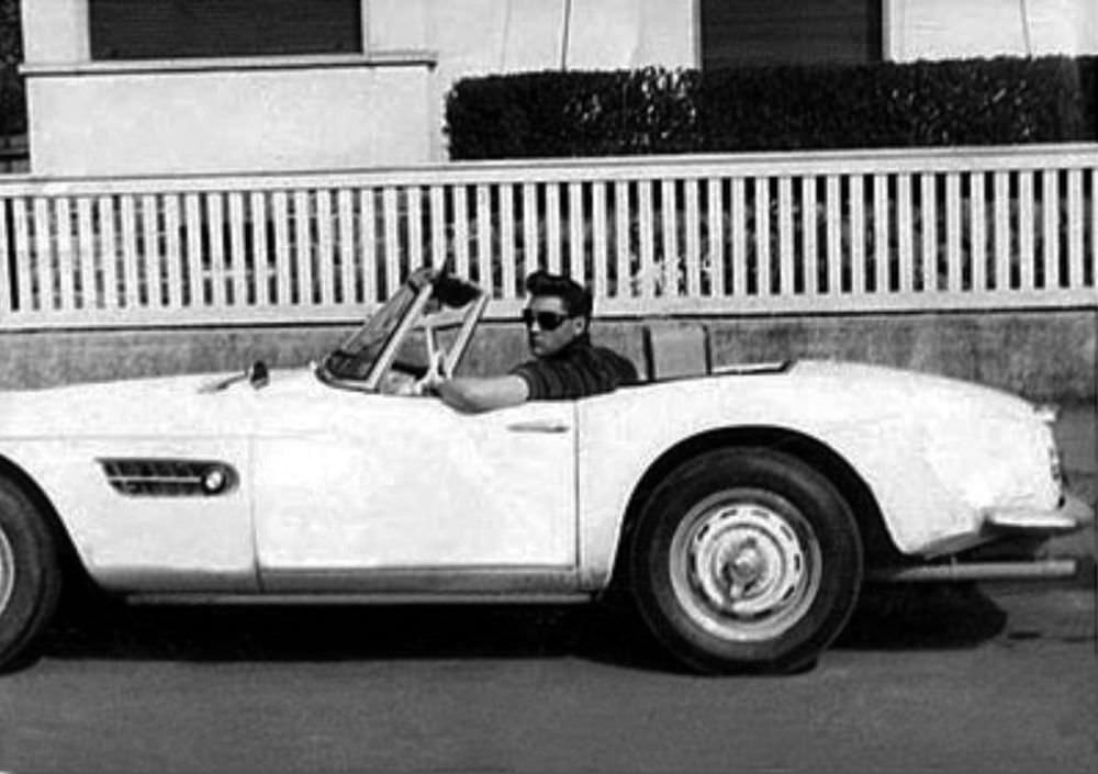 Elvis Presley with his 1958 BMW 507.