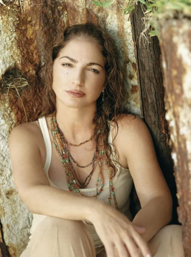 Gloria Estefan posing for album cover, 1984.