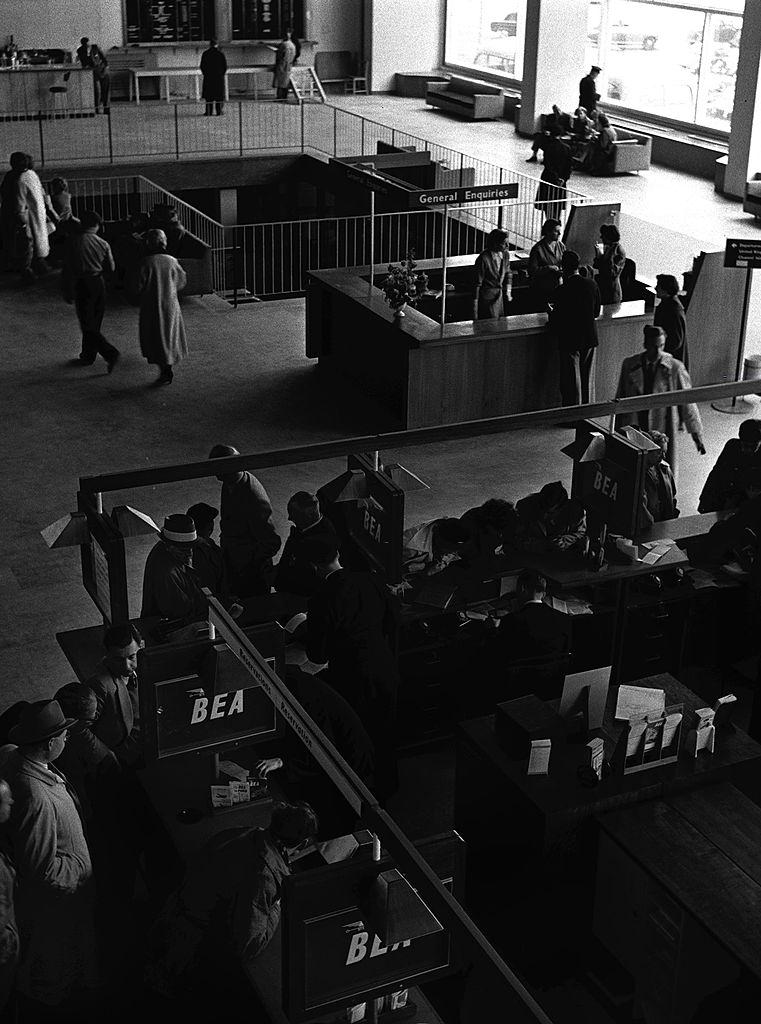 Channel 7 where passengers queue ready to move through to customs, 9th June 1955.