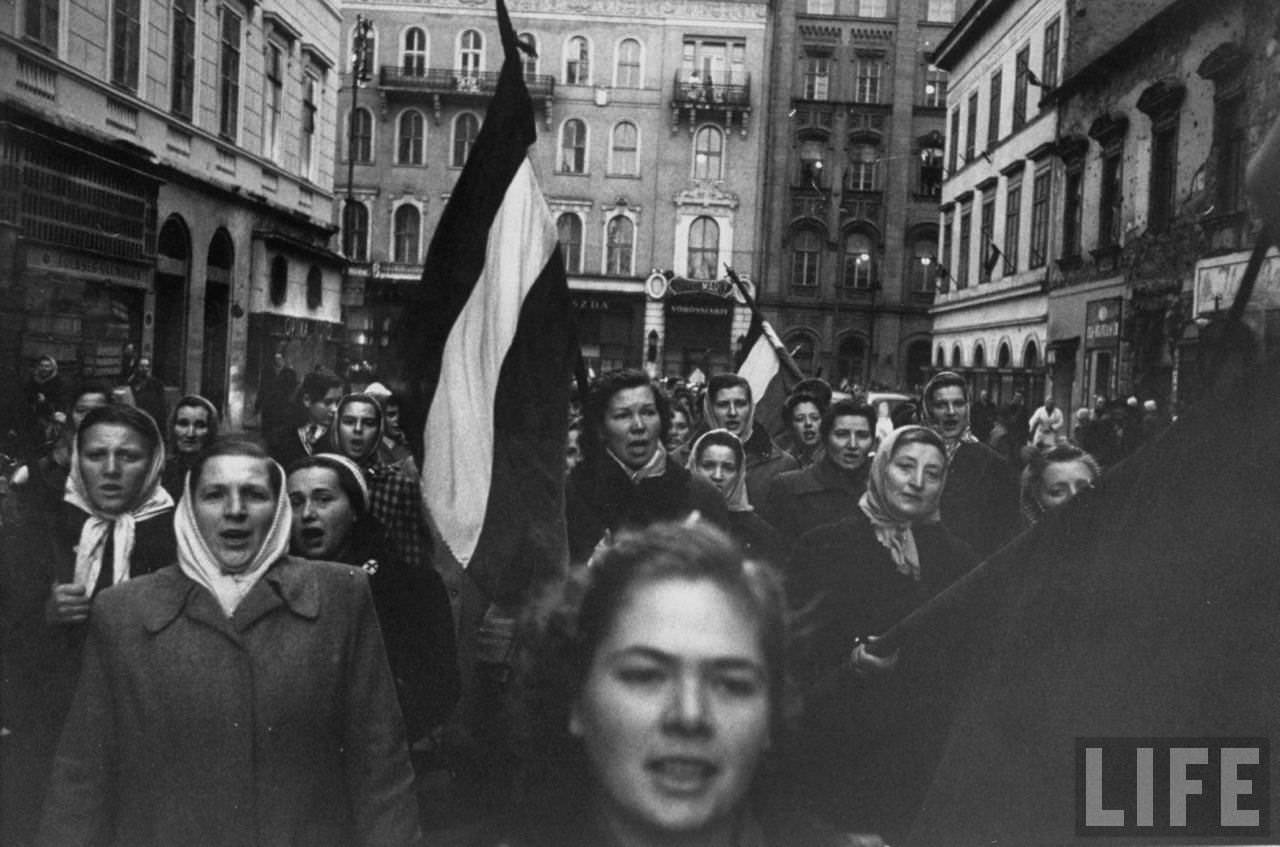 Budapest rebel demonstrators, during revolution against Soviet-backed Hungarian regime.